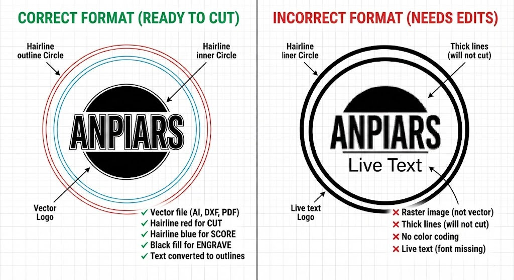 Visual demonstration of file guidelines